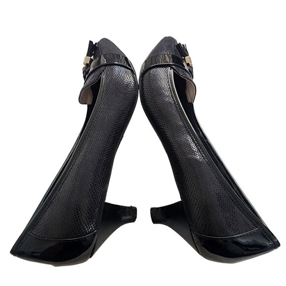 Anne Klein Kitten Heel Pointed Toe Snakeskin Tassel Loafers Size 8.5 - Picture 7 of 13